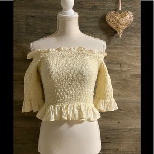 American Eagle Outfitters Off Should Cream Blouse